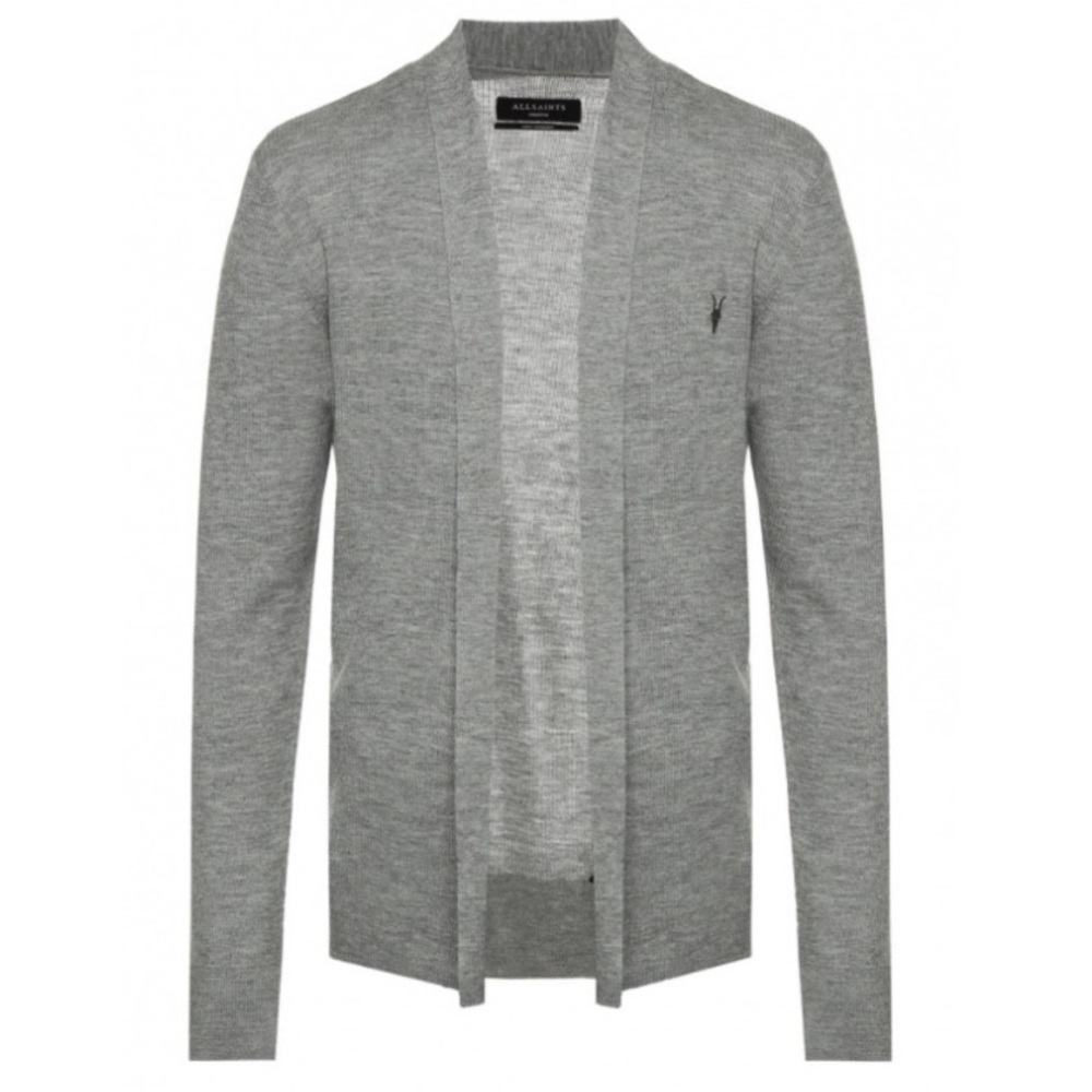 ALL SAINTS Nomo Ribbed Wool Open Front Cardigan Sweater - Picture 2 of 6